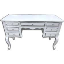 Bengi Ticaret Makyaj Masa Aslan Model Kayın Ayak Parlak Beyaz 7 Çekmece Porselen Kulp El Yapım