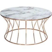 Bengi Ticaret Brc Orta Sehpa Kum Saat Model Beyaz Mermer Temper Cam Metal Çelik Goldf Renk Kaplama El Yapım