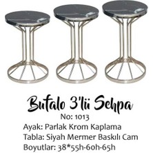 Bengi Ticaret Brc Zigon Bufalo Model Siyah Mermer Temper Cam Gümüş Renk Kaplama Metal Ayak