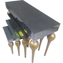 Bengi Ticaret Dresuar-Zigon Tombul Ayak Model Kayın Mdf Tabla Parlak Gold Boya Füme Cam Kaplam