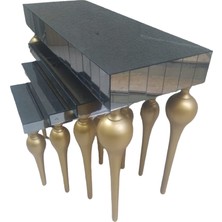 Bengi Ticaret Dresuar-Zigon Tombul Ayak Model Kayın Mdf Tabla Parlak Gold Boya Füme Cam Kaplam