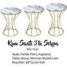 Bengi Ticaret Brc Zigon Kumsaat Model Sehpa Mermer Desen Metal Çelik Gold Renk Kaplama El Yapım