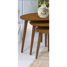 Bengi Ticaret Zigon Osm Klasik Elips Kayın Retro Ayak Parlak Ceviz Mdf Kaplamalı Tabla El Yapım