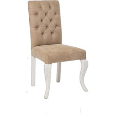 Bengi Ticaret Sandalye 14208 ST Zus554-074 Kapiton Kayın ASLAN Ayak Tarçın Kumaş Beyaz El Yapım