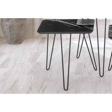 Bengi Ticaret Zigon Osm Kare Model Sehpa Metal V Ayak Parlak Ahşap Mermer Tabla El Yapım