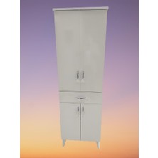 Bengi Ticaret Çok Amaçlı Dolap Beyaz Model Hard Parlak Suntalem 180 cm 4 Raf Demonte El Yapım