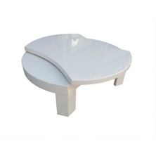 Bengi Ticaret Orta Sehpa Dönerli Içbükey Oval Inovatif Rustarz Model Kayın Retro Ayak Mdf Beyaz El Yapım