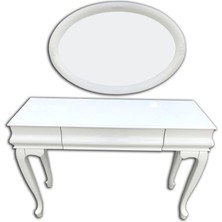 Bengi Ticaret Dresuar Dik Bombe Model Kayın  Aslan Ayak Parlak Beyaz Lake Oval Ayna Çekmece