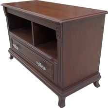Bengi Ticaret Tv Sehpa Klasik Model Ahşap Kayın Aslan Ayak Parlak Ceviz Renk 120 cm El Yapım