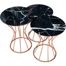 Bengi Ticaret Brc Zigon Kum Saati Model Siyah Mermer Desen Metal Çelik Rose Renk Kaplama Elyapım