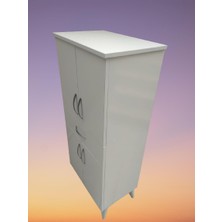 Bengi Ticaret Çok Amaçlı Dolap Beyaz Model Hard Parlak Suntalem 130 cm 4 Raf Demonte El Yapım