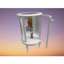 Bengi Ticaret Gümüşlük Yuvarlak Model Parlak Beyaz Kayın Lükens Aslan Ayak Bombe Cam 78 El Yapım