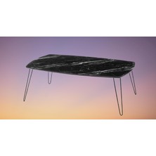 Bengi Ticaret Orta Osm Oval Sehpa Metal Model Transmisyon V Ayak Siyah Mermer Kutu Sevk Elyapım