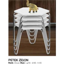 Bengi Ticaret Zigon Osm Petek Sehpa Metal Nikelaj Çelik V Ayak Beyaz Tabla Kutu Sevk El Yapım