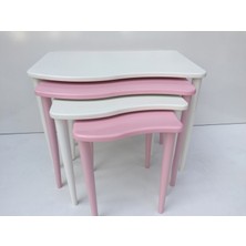 Bengi Ticaret Zigon S Model Kayın Retro Ayak Parlak Pembe-Beyaz Renk Mdf Tabla Kutu Sevk Elyapım