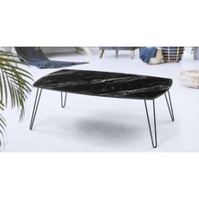 Bengi Ticaret Orta Osm Oval Sehpa Metal Model Transmisyon V Ayak Siyah Mermer Kutu Sevk Elyapım