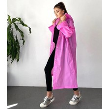 Dzc Kuzenler Avm Kadın Yağmurluk Kapüşonlu Çıtçıtlı Eva Yağmurluk Rüzgarlık Pembe