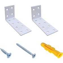 Mr.Bracket 2-Ad. Dekoratif Beyaz Deprem Güvenliği Dolap Sabitleme Aparatı Seti 30x40x80mm - Mobilya Portmanto Gardırop Eşya Duvar Sabitleyici Aparat