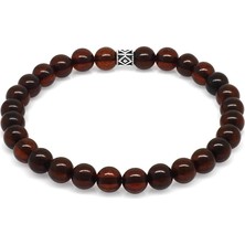 Gümüş Hediye Al Küre Kesim Kırmızı Doğal Damla Kehribar Erkek Bileklik