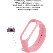 Deilmi Xiaomi Mi Band 3 4 Uyumlu Açık Pembe Çelik Tokalı Spor Delikli Silikon Loop Kordon Kayış