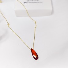 Usho Jewelry 925 Ayar Gümüş Kırmızı Taş Kolye