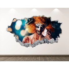 Kt Grup Korkunç Kadın Palyaço Full Hd Baskı 3D Modern Duvar Sticker