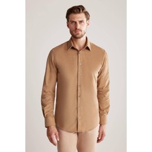 Hemington Camel Kadife Pamuk Gömlek