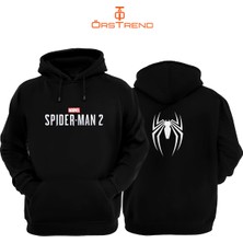 Ors Trend Spiderman 2 Baskılı 3 İplik Siyah Kapişonlu Sweatshirt