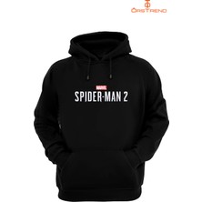 Ors Trend Spiderman 2 Baskılı 3 İplik Siyah Kapişonlu Sweatshirt