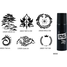 Airbrush Tattoo Hayat ve Sonsuz Döngü 6 Adet Şablon ve Siyah Sprey Geçici Dövme Seti