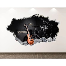 Kt Grup Rock Müzik Aletleri Full Hd Baskı 3D Modern Duvar Sticker