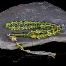 Tesbih Sepetim Çift Renk Gümüş Püsküllü Karayip Damla Kehribar Tesbih
