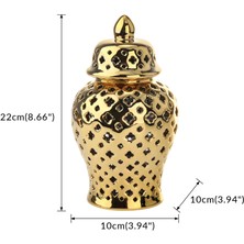 Bunblic Modern Seramik Oymalı Zencefil Kavanoz Kapaklı Vazo Porselen (Yurt Dışından)