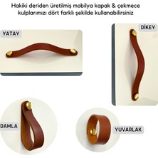 İpekbazaar 2 Adet Hakiki Deri Modern Çekmece Dolap Kulpu, Deri Kulp, Mobilya Banyo Mutfak Dolabı Kulpları