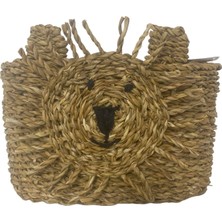 T. Concept Naturel Oval Hasır Sepet Figürlü Kahve