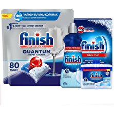 Finish Quantum 80 Kapsül Tablet Bulaşık Makinesi Deterjanı + Temizlik ve Bakım Seti