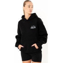 Coredra Racquet Lovers Oversize Hoodie Kadın - Siyah