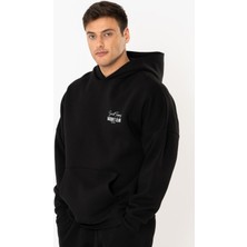 Coredra Racquet Lover Oversize Hoodie Erkek - Siyah