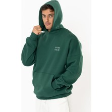 Coredra Amore Oversize Hoodie Erkek - Yeşil