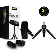 Shure Siyah Mv7 Podcast Mikrofonu & Tripod, Mv7-K-Bndl
