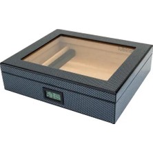 Lubinski Cedar Basic Camlı Puro Kutusu Humidor Slim Dijital Karbon 15s