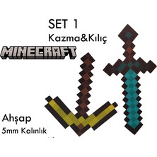 Hediye Ne Alsak Minecraft Kılıç ve Kazma Birarada Ahşap Oyuncak