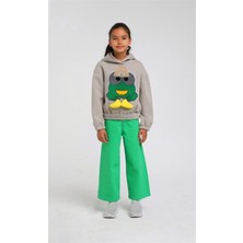 05-14 Yaş Kız Çocuk Füme Renk Emoji Kapşonlu Sweat