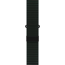 Minsun Watch 2 3 4 5 6 7 8 9 Se 42 44 45 49MM Uyumlu Mıknatıslı Deri Kordon Koyu Yeşil Kayış