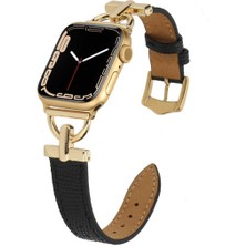 Minsun Watch 2 3 4 5 6 7 8 9 Se 42 44 45 49MM Uyumlu Agena Deri Kordon Gold Black