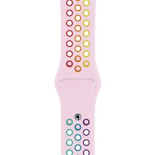 Minsun Watch 2 3 4 5 6 7 8 9 Se 38 40 41MM Uyumlu Delikli Spor Silikon Kordon Pink Rainbow