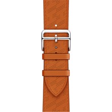 Minsun Watch 2 3 4 5 6 7 8 9 Se 38 40 41MM Uyumlu Hole Leather Kordon Turuncu