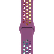 Watch 2 3 4 5 6 7 8 9 Se 38 40 41MM Uyumlu Delikli Spor Silikon Kordon Violet Rainbow