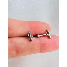 By Dilek Çetin Accessory Çelik Multicolor Kıkırdak Helix Tragus Piercing