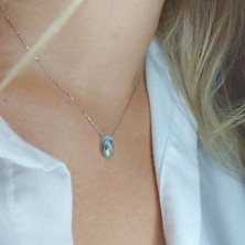 Usho Jewelry 925 Ayar Gümüş Mavi Taş Kolye